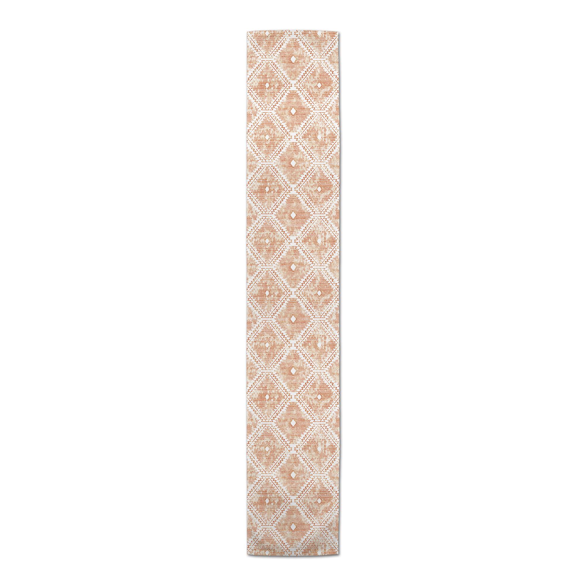 72" Orange Ikat Poly Twill Table Runner